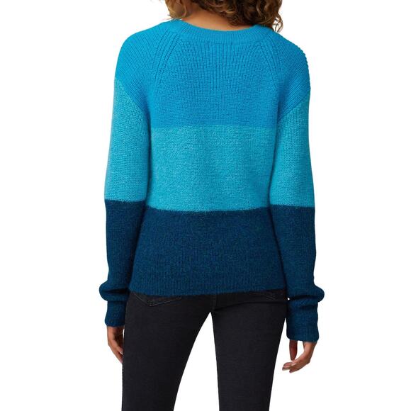 VEDA Blue Ombre Striped 100% Alpaca Wool Long Sleeve Ranch Road Sweater sz M - Picture 11 of 12
